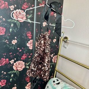 Hello Molly Rose Gold Sequin Halter Top